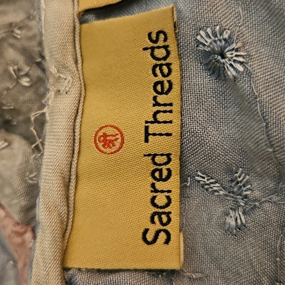 Vtg SACRED THREADS Patchwork Colorblock Embroidered Boho Hippie Pantsuit - Picture 11 of 13